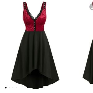 Sleeveless Velvet Insert High Low Dress